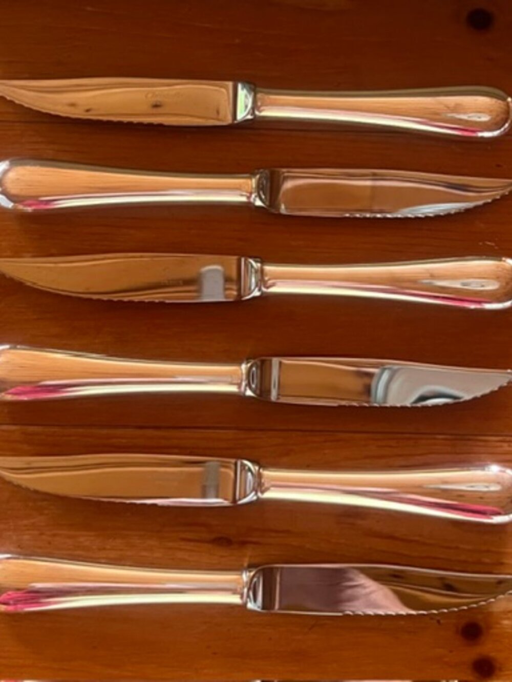 Christofle Cluny Silverplate Steak Knives Set of 6 w/ Wood Case